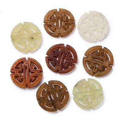 Dyed Natural Xiuyan Jade Carved Longevity Pendants
