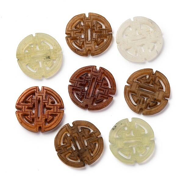 Dyed Natural Xiuyan Jade Carved Longevity Pendants