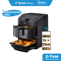 Midea Double Decker Air Fryer, gift, 11QT Dual Baskets Air Fryer Works with Alexa Smart Sync Finish Cooking 50+ App Recipes