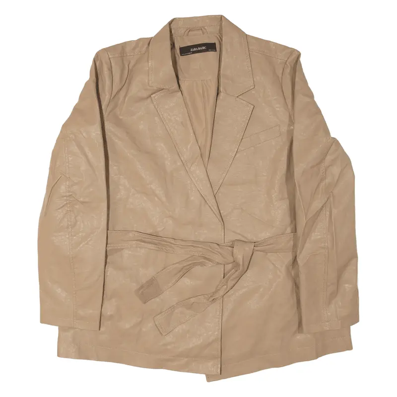 ZARA Basic Jacket Brown Faux Leather Womens M