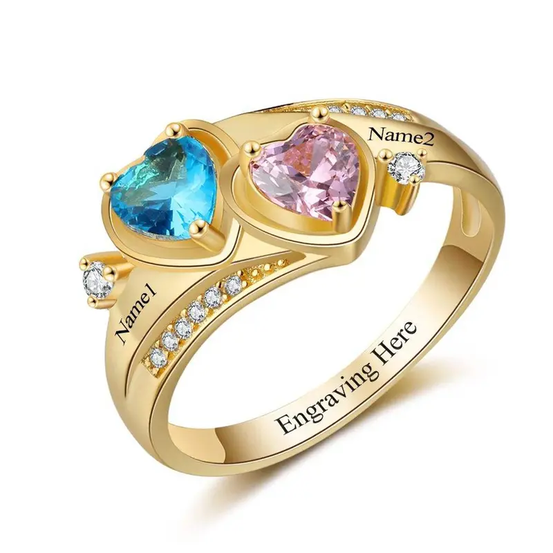 10K Gold Heart Cut Cubic Zirconia Personalized Birthstone Birthstone Ring