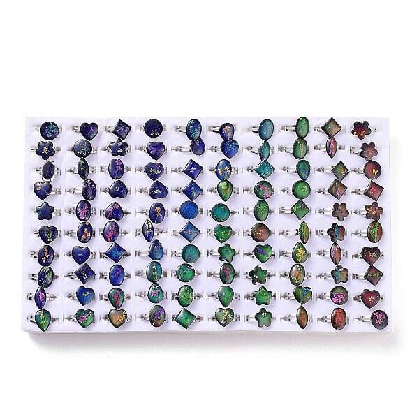 100Pcs Adjustable Mood Ring