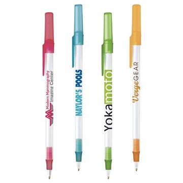 500 Customized BIC Round Stic Ice Pen - Frosted Trim