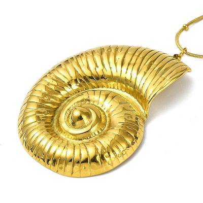 Ion Plating(IP) 304 Stainless Steel Shell Shaped Pendant Snake Chain Necklaces for Women