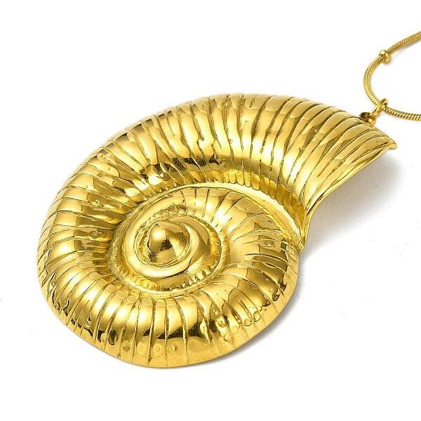 Ion Plating(IP) 304 Stainless Steel Shell Shaped Pendant Snake Chain Necklaces for Women