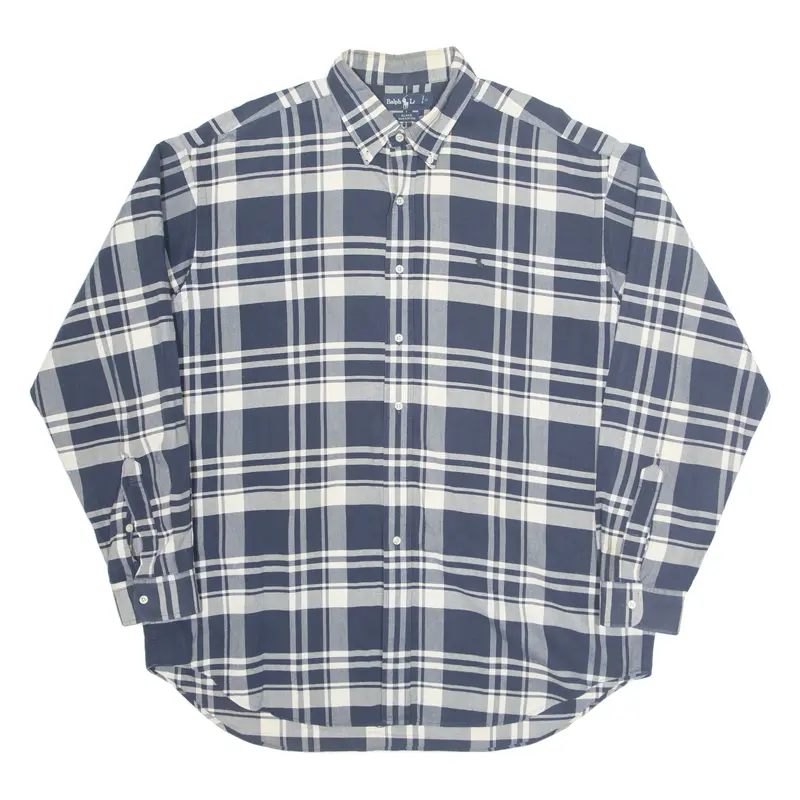 RALPH LAUREN Mens Shirt Blue Check Long Sleeve XL