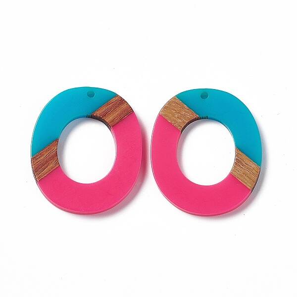 Opaque Resin & Walnut Wood Pendants
