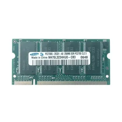 Samsung M470L3224HU0-CB3 | 256MB DDR-333MHz PC2700 Non-ECC Unbuffered SODIMM CL2.5 2Rx16 2.5V 200-Pin Memory Module