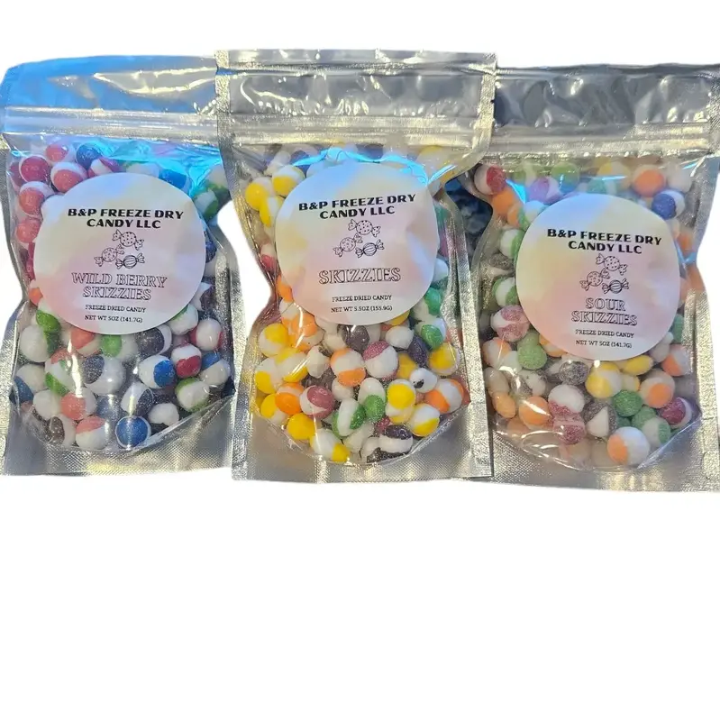 Variety 3 Pack Skizzie Bundle freeze dried candy  - Wild Berry 5oz, Regular 5.5oz, Sour 5oz Sweet Candies Snack Bonbon