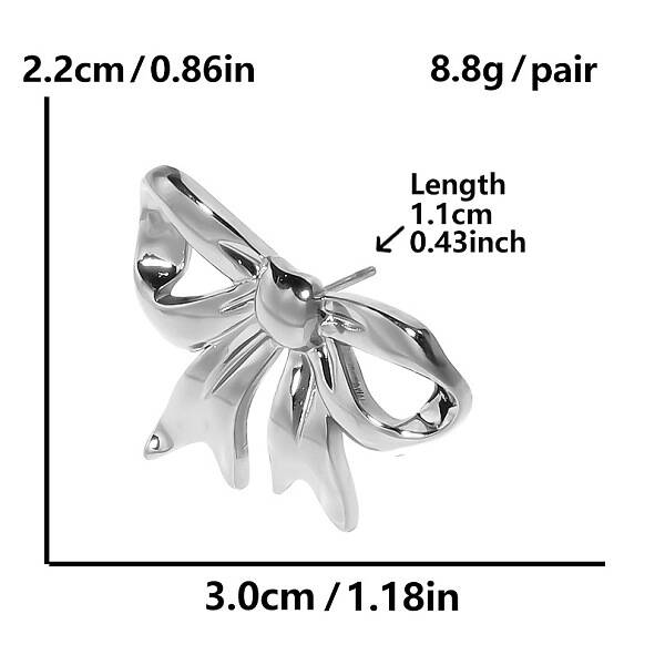 304 Stainless Steel Bowknot Stud Earrings for Women