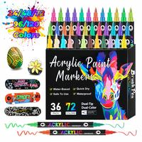 Dual Tip Acrylic Paint Markers 12/24/36/48/60pcs - Fine & Brush Nibs, Non-Toxic Waterproof Pigments for Rock, Wood, Canvas, G...