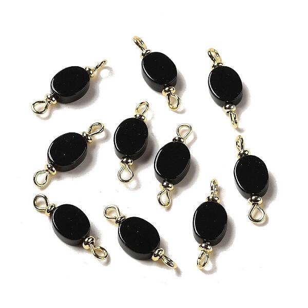 Natural Black Onyx(Dyed & Heated) Connector Charms