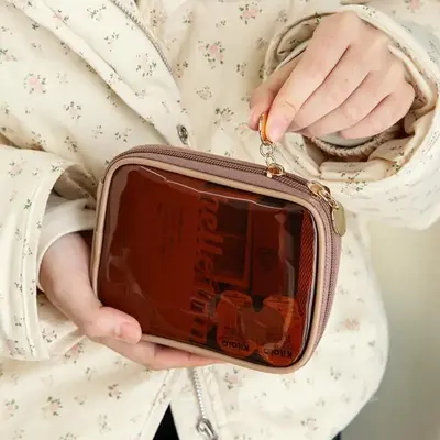 Portable Large Capacity Cosmetic Bag, 1 Count Zipper Makeup Bag, Versatile Storage Bag for Travel, Business Trip, Skin Care P...