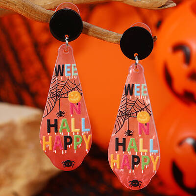 Halloween Cute Teardrop with Word Stud Earrings