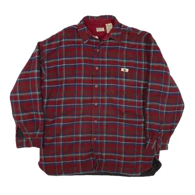 BUGLE BOY Fleece Lined Lumberjack Shirt Red 90s Check Long Sleeve Mens L
