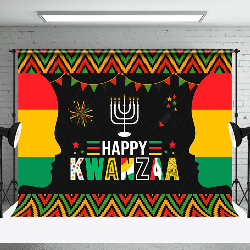 African Tribe Cultural Pattern Happy Kwanzaa Backdrop - Aperturee