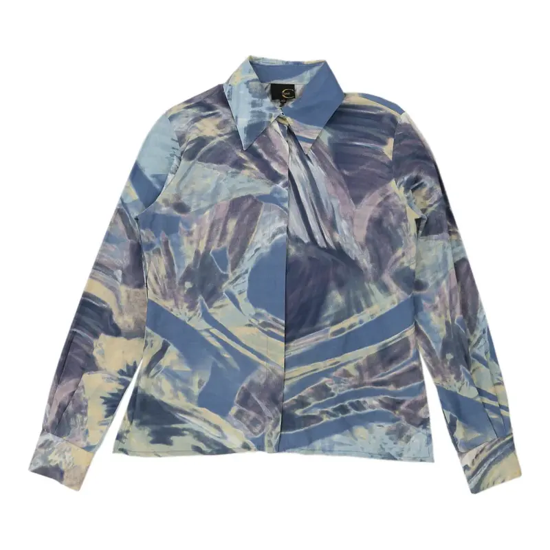 Just Cavalli Patterned Shirt - XS Blue Cotton | Size: x-small