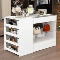 FUFU&GAGA Bedroom Island Wardrobe Closet Island with Glass Tabletop, 47.2”(W) x 23.6”(H) - Minimalist Design for Storage ...