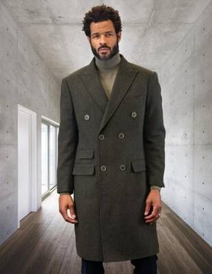Mens Overcoat -Mens Long Wool Topcoats- Topcoat For Men-Mens Double breasted Overcoat - 
