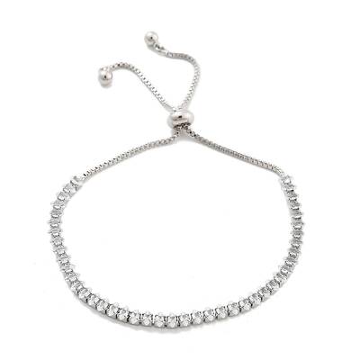 Brass Pave Clear Cubic Zirconia Horse Eye Box Chain Slider Bracelets