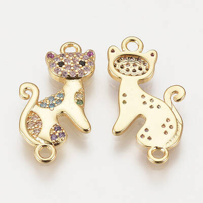 Brass Micro Pave Cubic Zirconia Kitten Links connectors