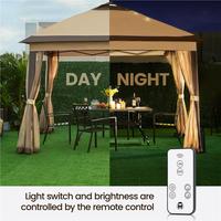 【Remote with Solar LED Lights Gazebo】Yaheetech 11×11FT Pop-Up Gazebo Tent with 17 Solar LED Lights and Mesh Netting Side...