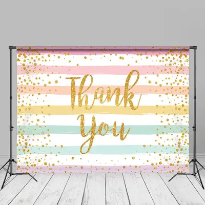 Rainbow Stripes Glitter Thank You Mothers Day Backdrop - Aperturee