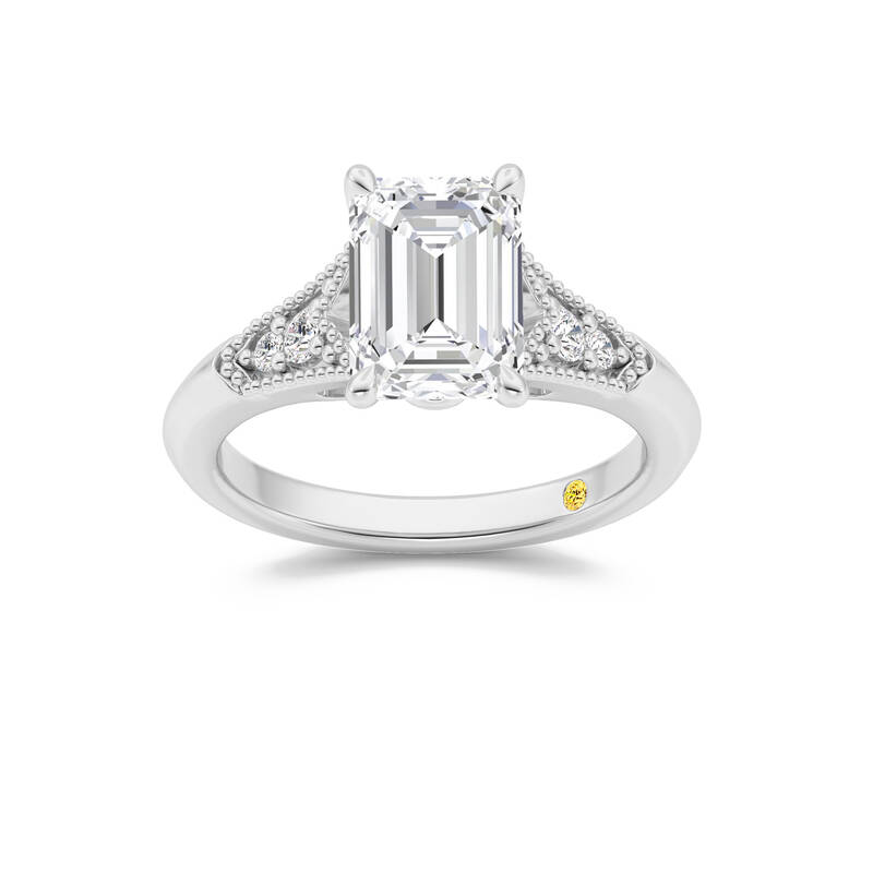 Lily Art Deco Emerald Cut Lab Grown Diamond Engagement Ring | 18K White Gold 3 1/10 CT. TW.