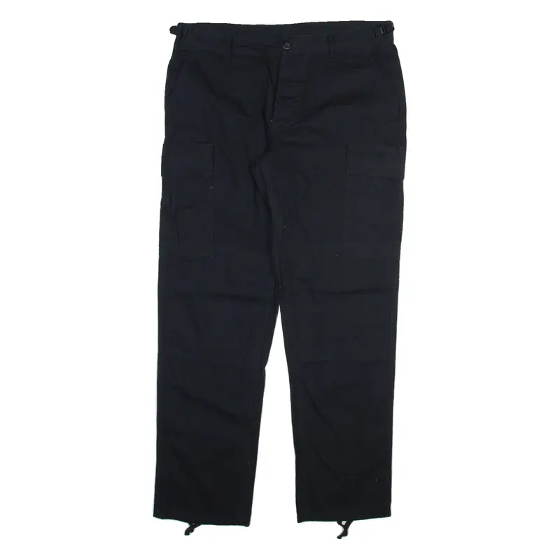 TEESAR Military Cargo Mens Trousers Black Relaxed Straight W34 L31