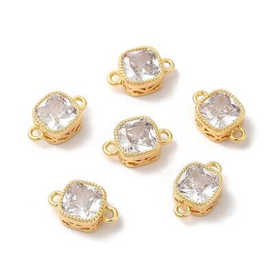 Real 18K Gold Plated Brass Cubic Zirconia Links Connectors