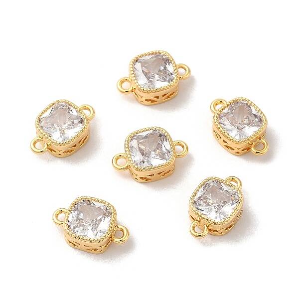 Real 18K Gold Plated Brass Cubic Zirconia Links Connectors