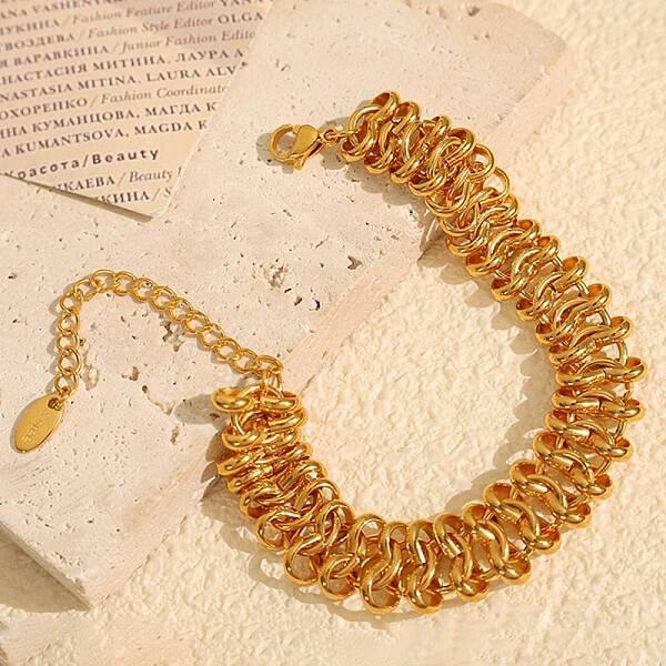 304 Stainless Steel Ring Link Chain Bracelets for Women