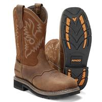 NINGO Men's Western Cowboy Boots Waterproof Square Toe Steel/Soft Toe Work Boots Men's Safety Toe Leather Work Boots