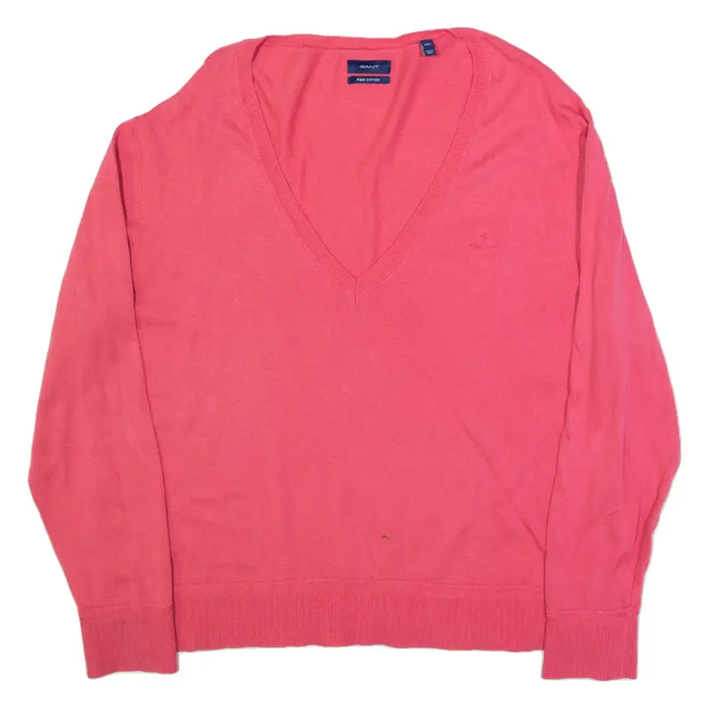 GANT Womens Jumper Pink V-Neck Tight Knit 2XL