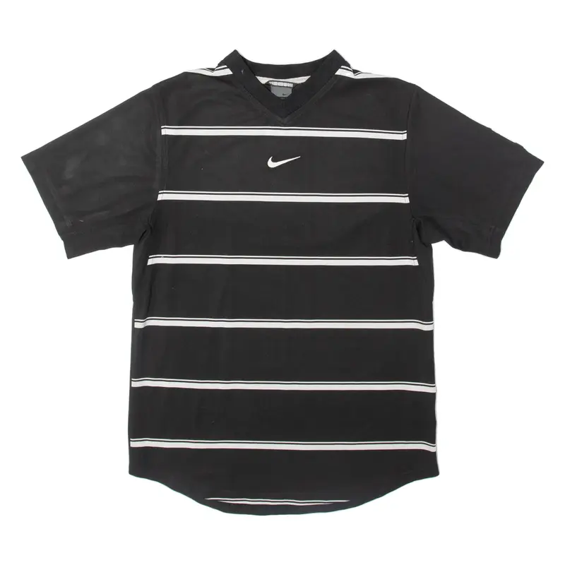 NIKE Striped Mens Jersey Black V-Neck M