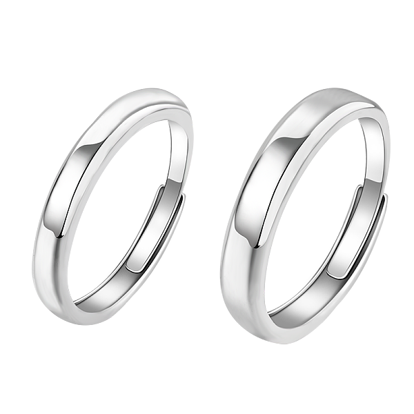 S925 Silver Couple Rings Simple and Adjustable Anniversary Gift