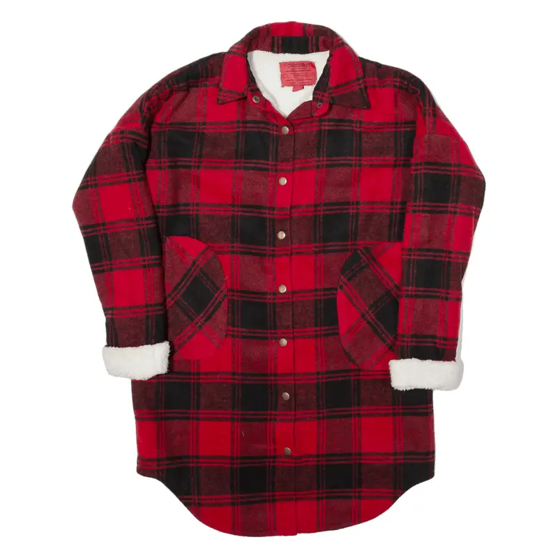 Long Lumberjack Jacket Red Check Womens S