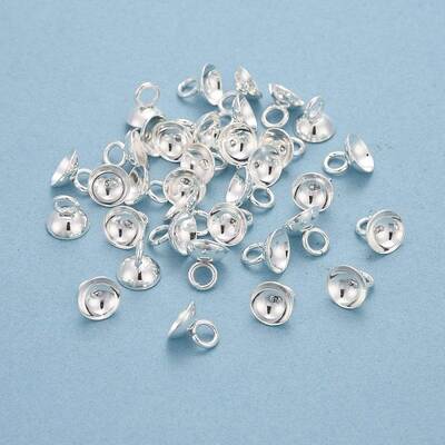 201 Stainless Steel Bead Cap Pendant Bails