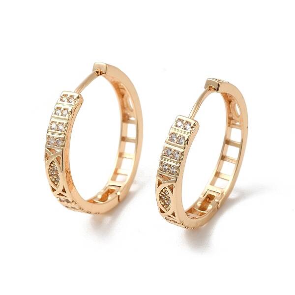 Brass Micro Pave Cubic Zirconia Hoop Earrings for Women