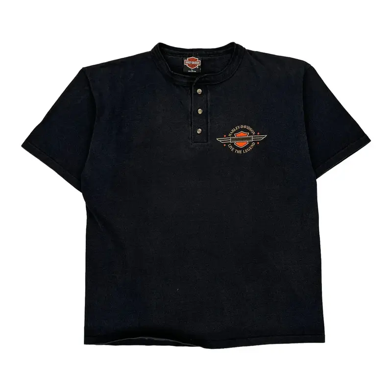 Mason City Harley Davidson Graphic T-Shirt - Large Black Cotton