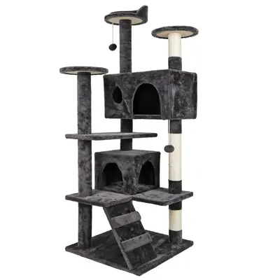 SUPERDEAL 53-in Cat Tree & Condo Scratching Post Tower Indoor Cat Tower Cat Play House Cat Furniture