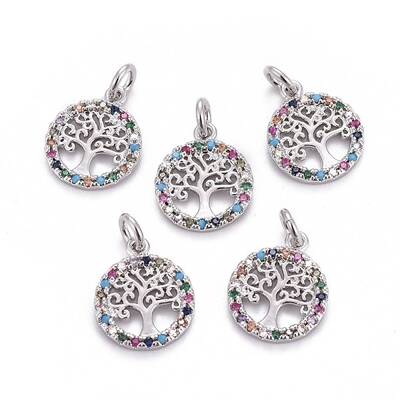 Brass Micro Pave Cubic Zirconia Charms