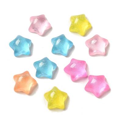 Transparent Resin Decoden Cabochons with Glitter Powder