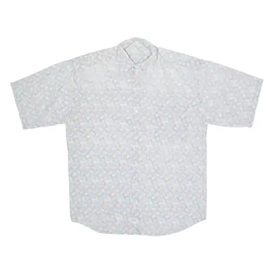 Shirt Blue Floral Short Sleeve Mens M