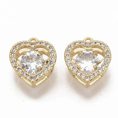 Brass Micro Pave Clear Cubic Zirconia Charms