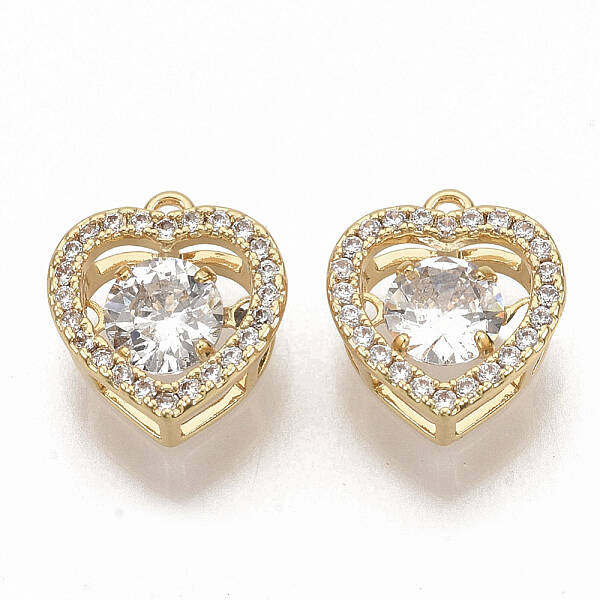 Brass Micro Pave Clear Cubic Zirconia Charms