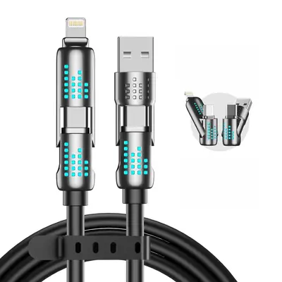 ERAZER 240W 4-in-1 USB-C Cable, 1 Count PD 5A Fast Charging & Data Sync Cable with Breathing Light, Aluminum Alloy Design Cab...