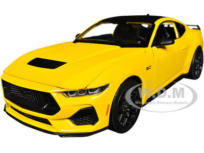 2024 Ford Mustang GT 5.0 Yellow with Black Top NEX Models Series 1/25 Diecast Model Car by Welly
