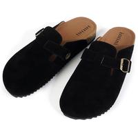 Womens Mens Adjustable Buckle Potato Shoes Suede Clogs Mens Leather Mules Cork Footbed Sandals with Arch Support