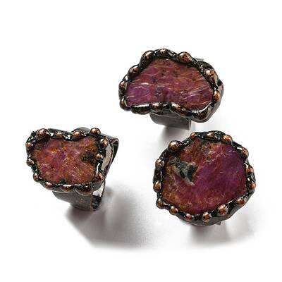 Irregular Oval Natural Ruby Open Cuff Rings